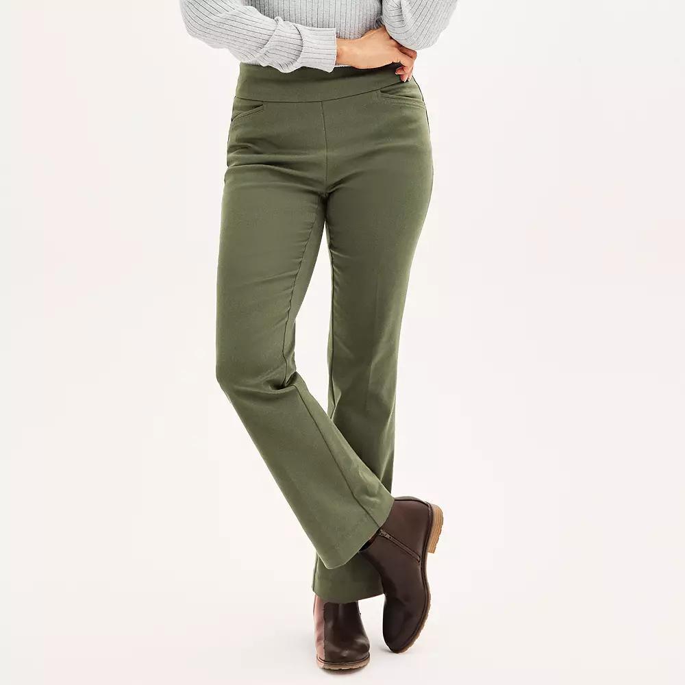 Women's Croft & Barrow® Effortless Stretch Pull-On Bootcut Pants, Size: 4 Short, Infantry Green Product Image