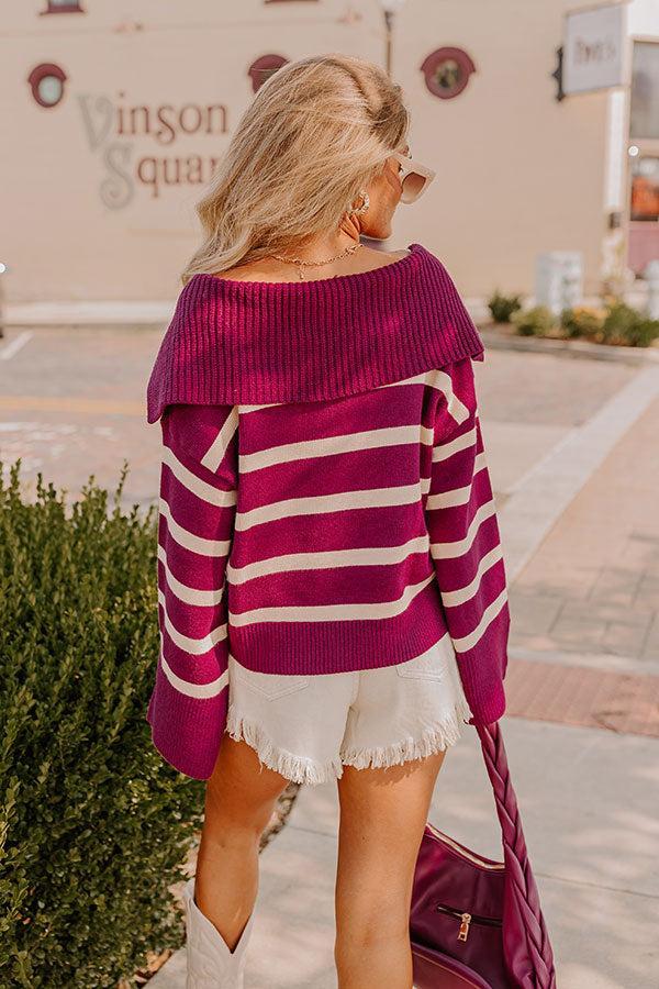 Fill Up Your Cup Stripe Sweater In Royal Plum Product Image