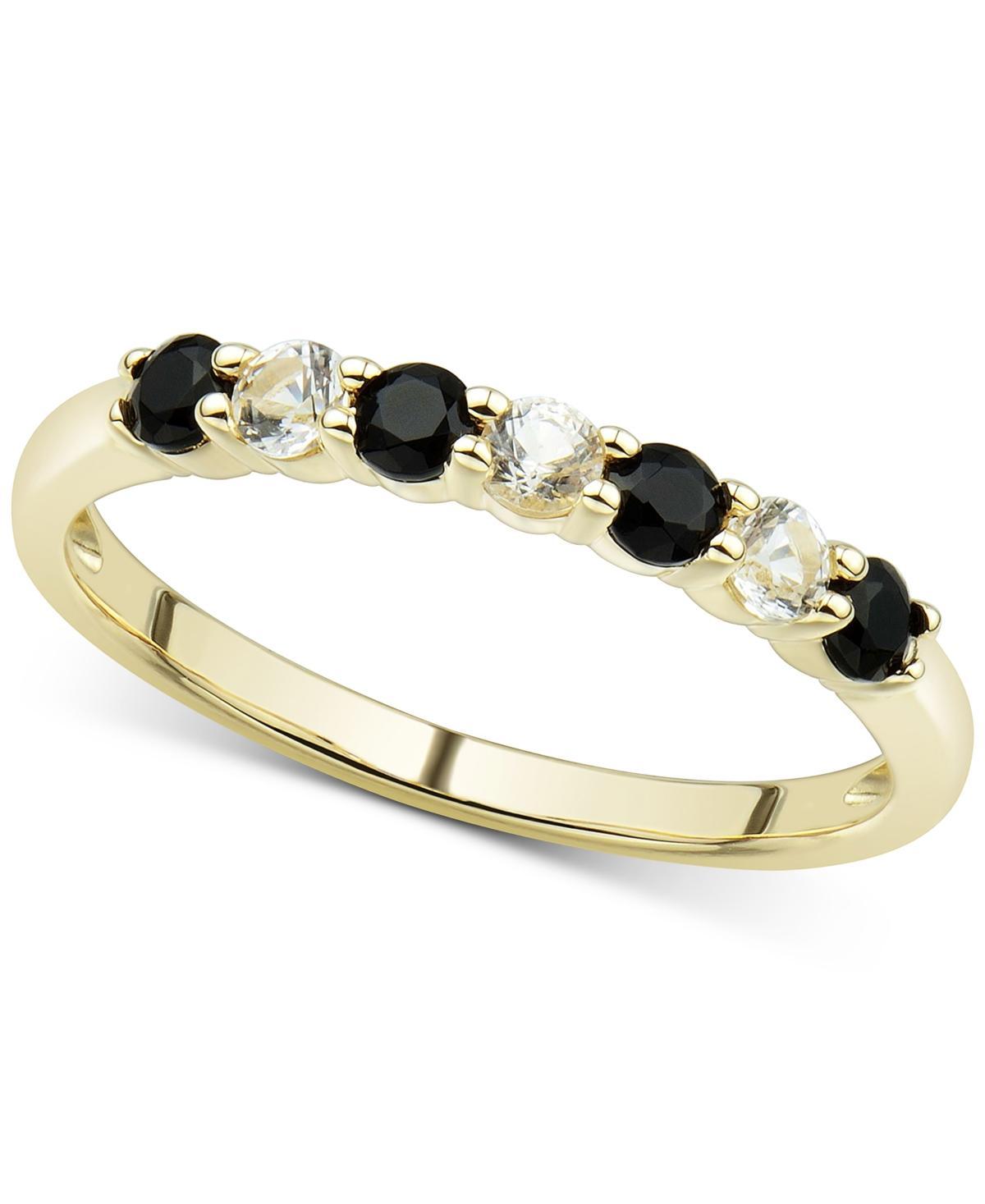 Onyx & White Topaz (1/4 ct. t.w.) Stack Ring in 14k Gold Product Image