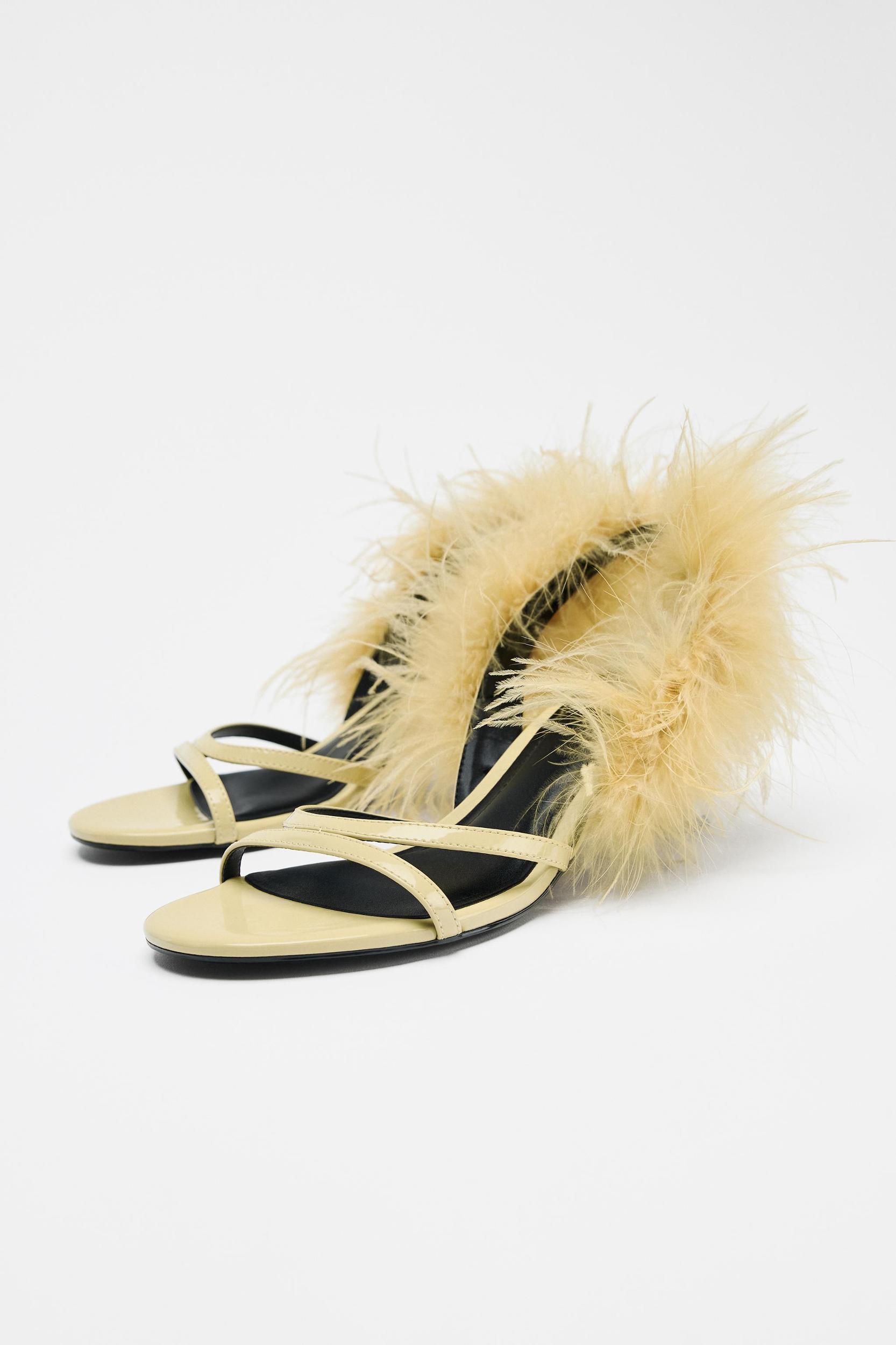 FEATHER METALLIC HEELED SANDALS Product Image