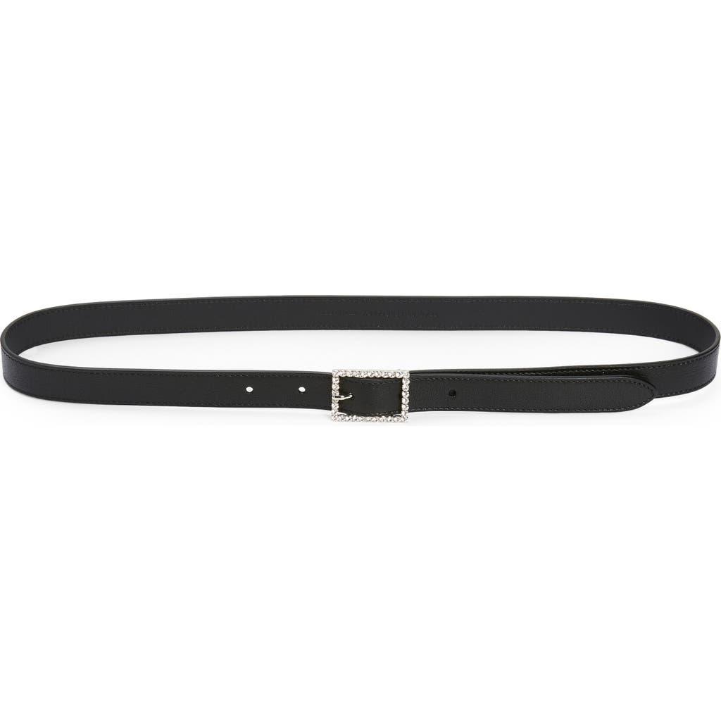 Crystal-embellished Buckle Leather Belt In Nero Crystal Product Image