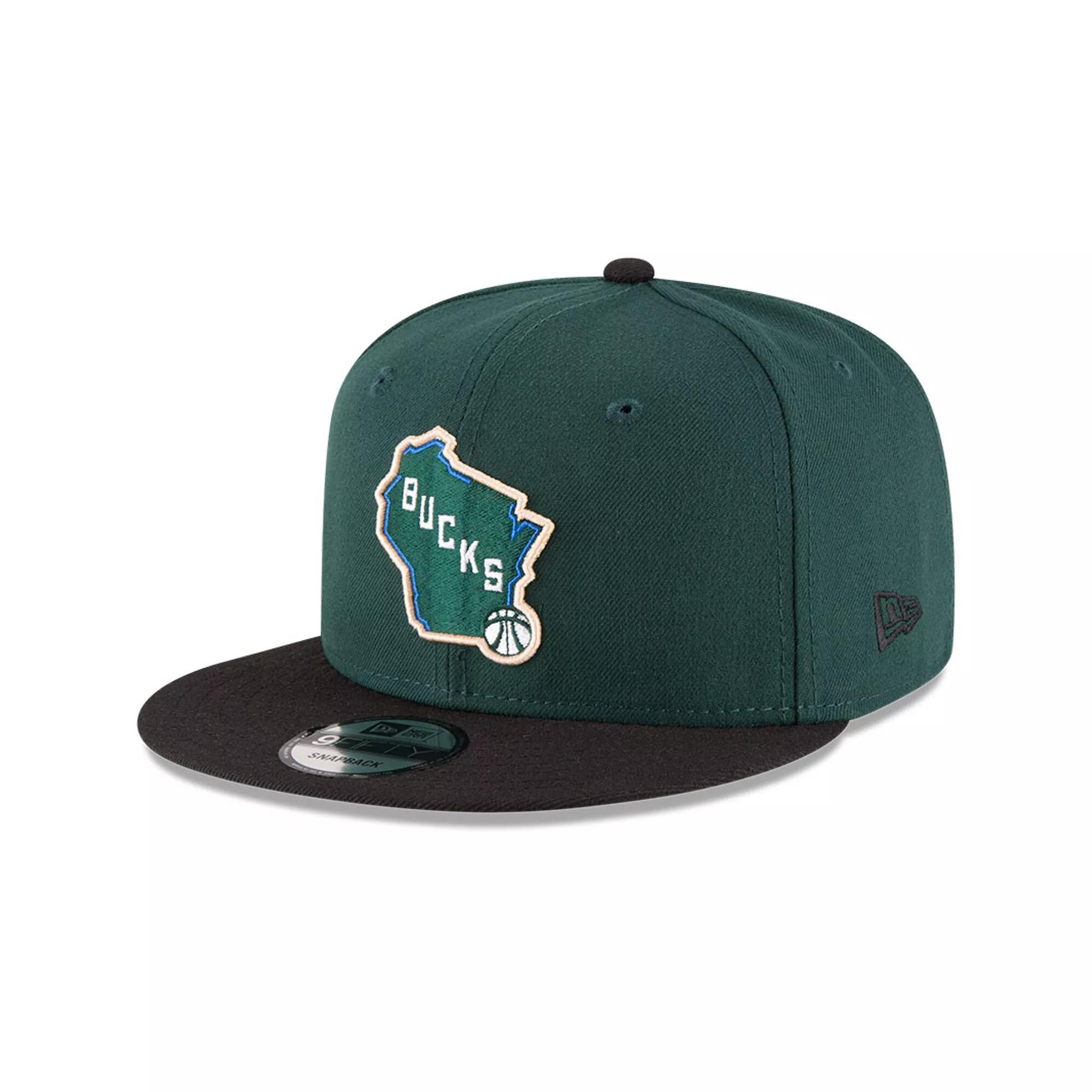 Men's New Era Hunter Green/Black Milwaukee Bucks 2-Tone 9FIFTY Adjustable Snapback Hat Product Image