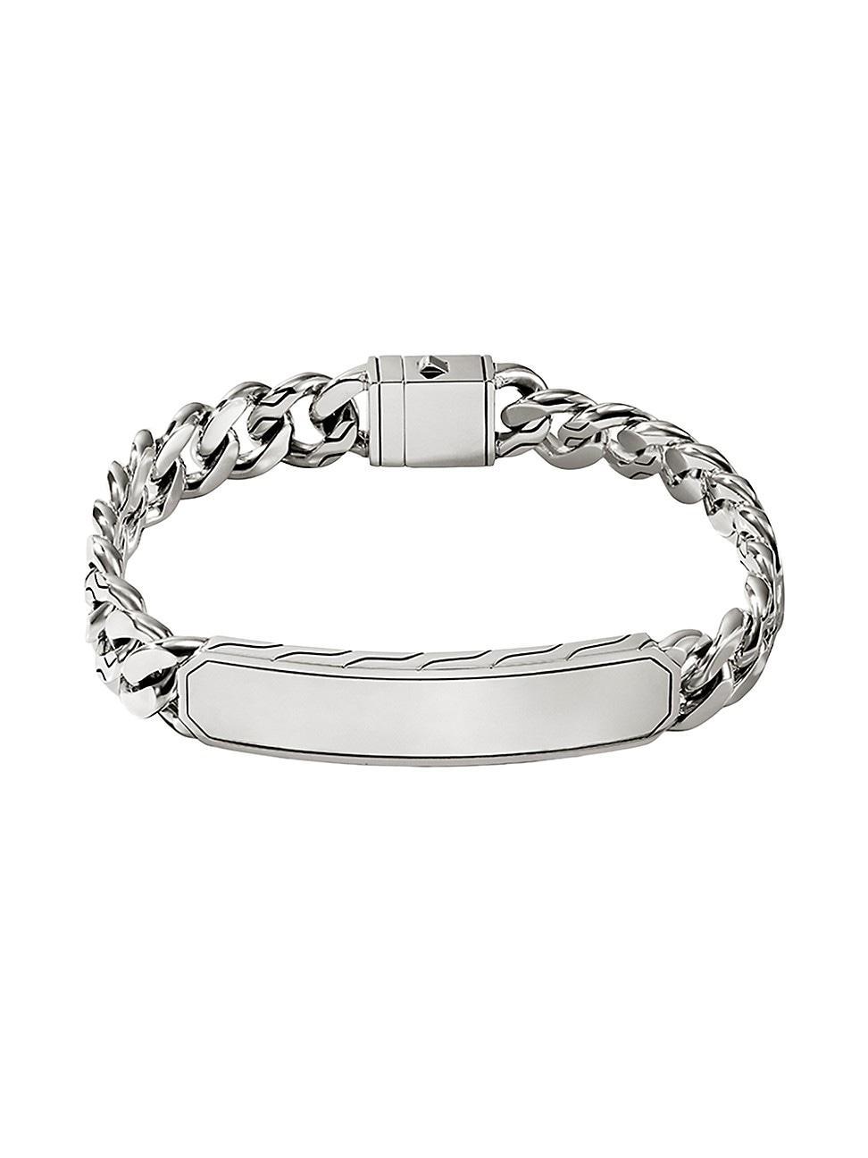 John Hardy Mens Sterling Silver Carved Chain Id Plate Curb Link Bracelet Product Image