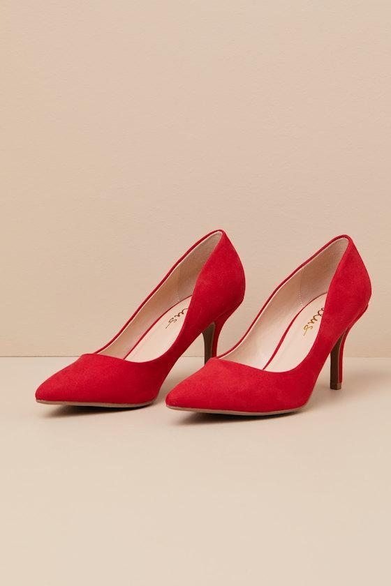 Mariee Red Suede Pointed-Toe Pumps Product Image