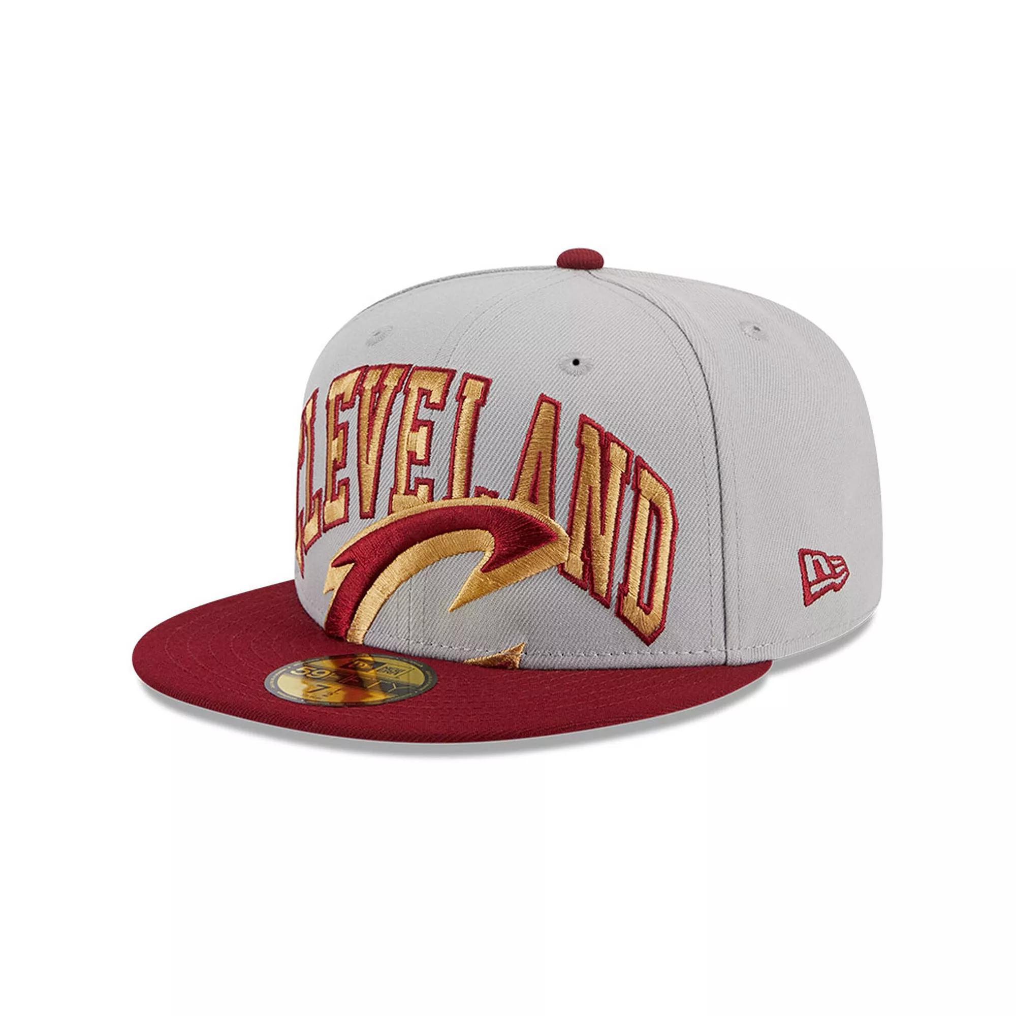 Men's New Era Gray/Wine Cleveland Cavaliers Tip-Off Two-Tone 59FIFTY Fitted Hat,  Product Image
