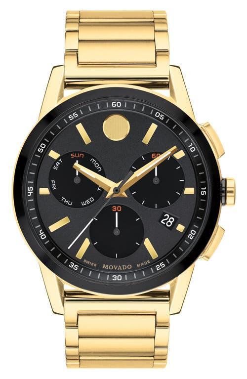 Movado Mens Museum Sport Chronograph Gold Stainless Steel Bracelet Watch Product Image