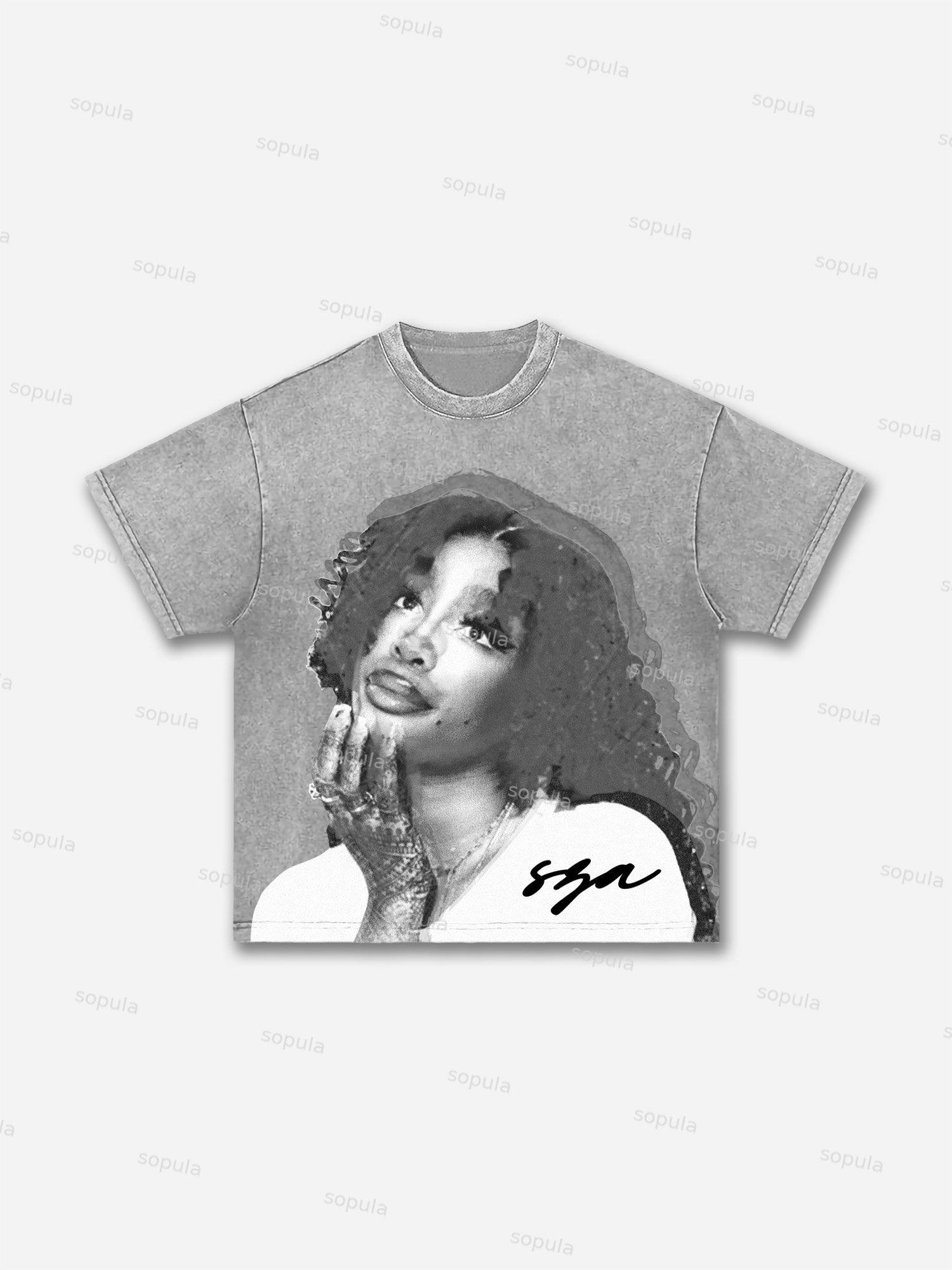 Sopula Vintage Sza Graphic Washed T-Shirt Product Image