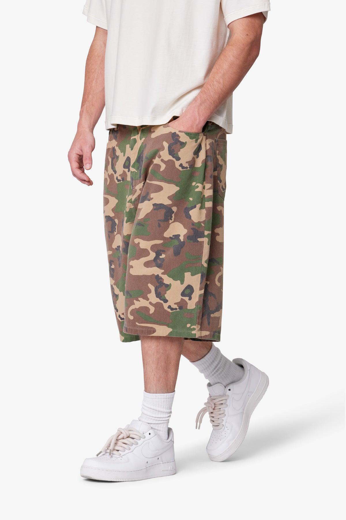 Baggy Camo Twill Shorts - Woodland Camo Product Image