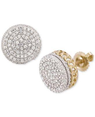 Mens Diamond Circle Cluster Stud Earrings (1/4 ct. t.w.) in 10k Gold Product Image