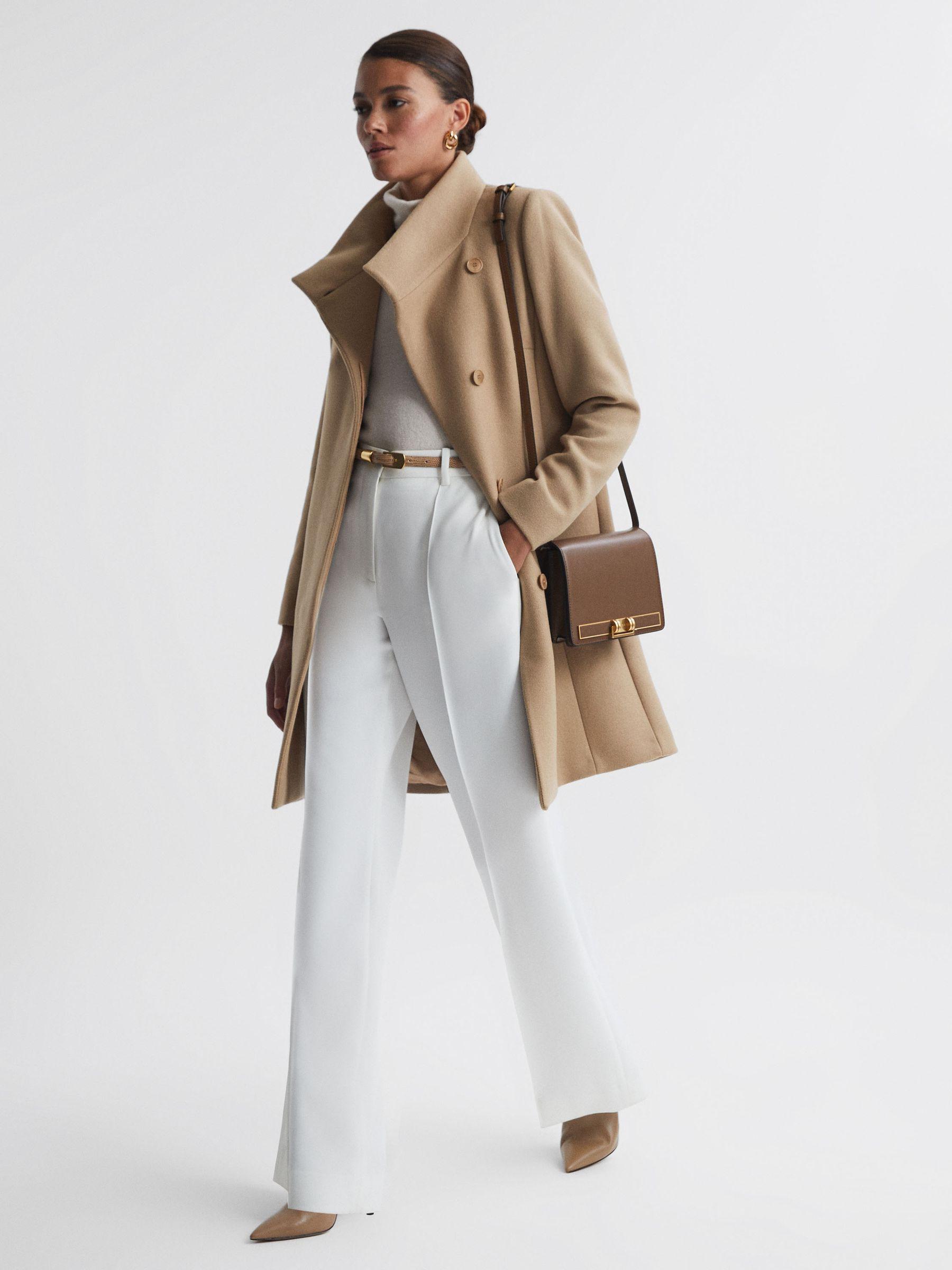 Wool Blend Mid-Length Coat in Camel Product Image