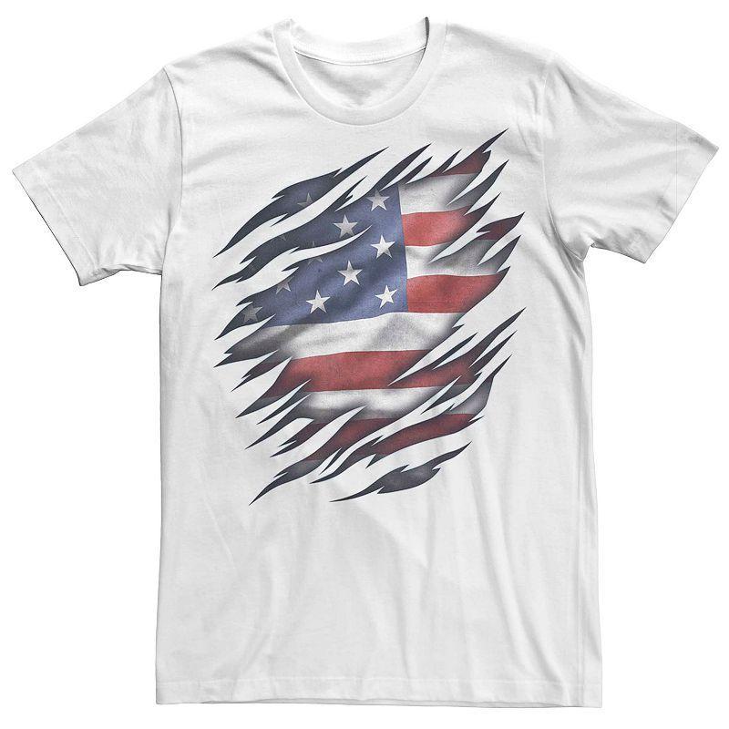 Men's American Flag Rip Through Graphic Tee,  Product Image
