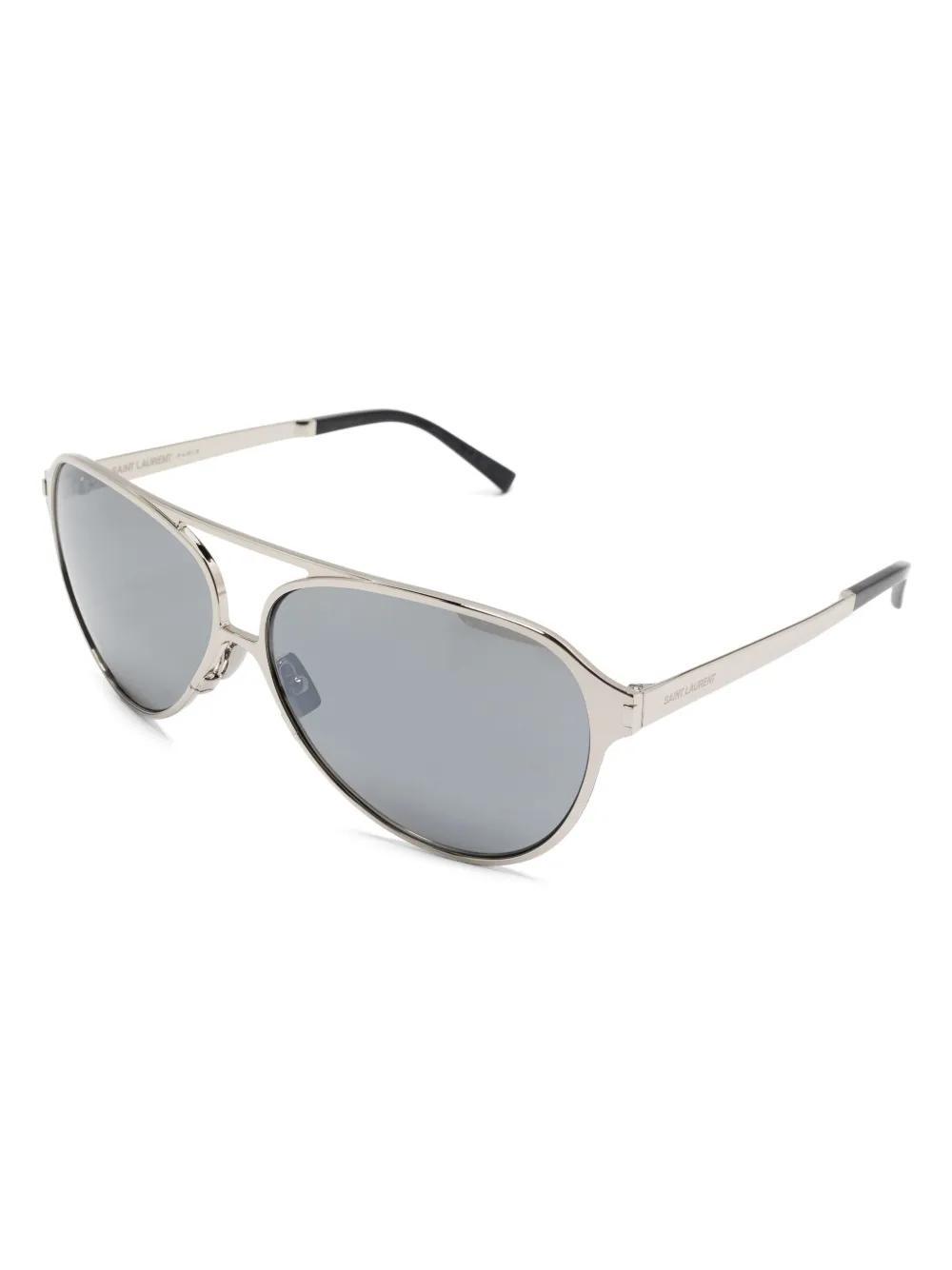 SAINT LAURENT Pilot-frame Sunglasses In Silver Product Image