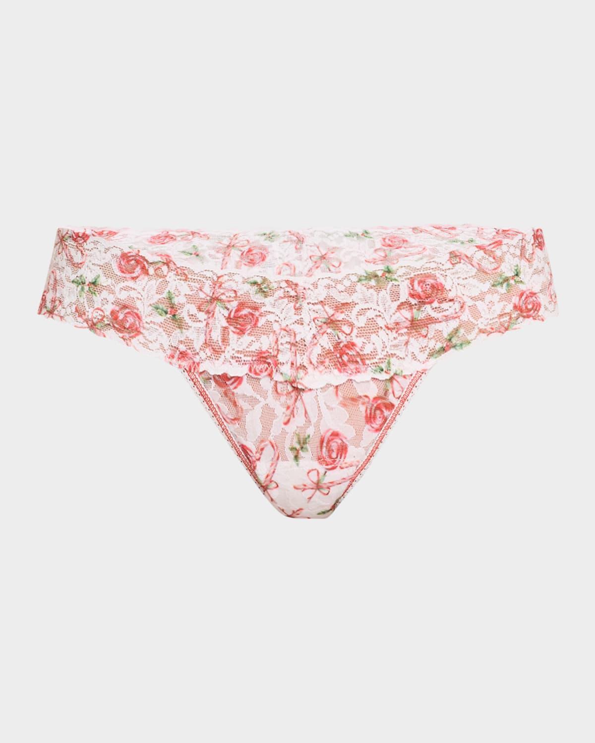 Signature Lace Low Rise Printed Thong Product Image