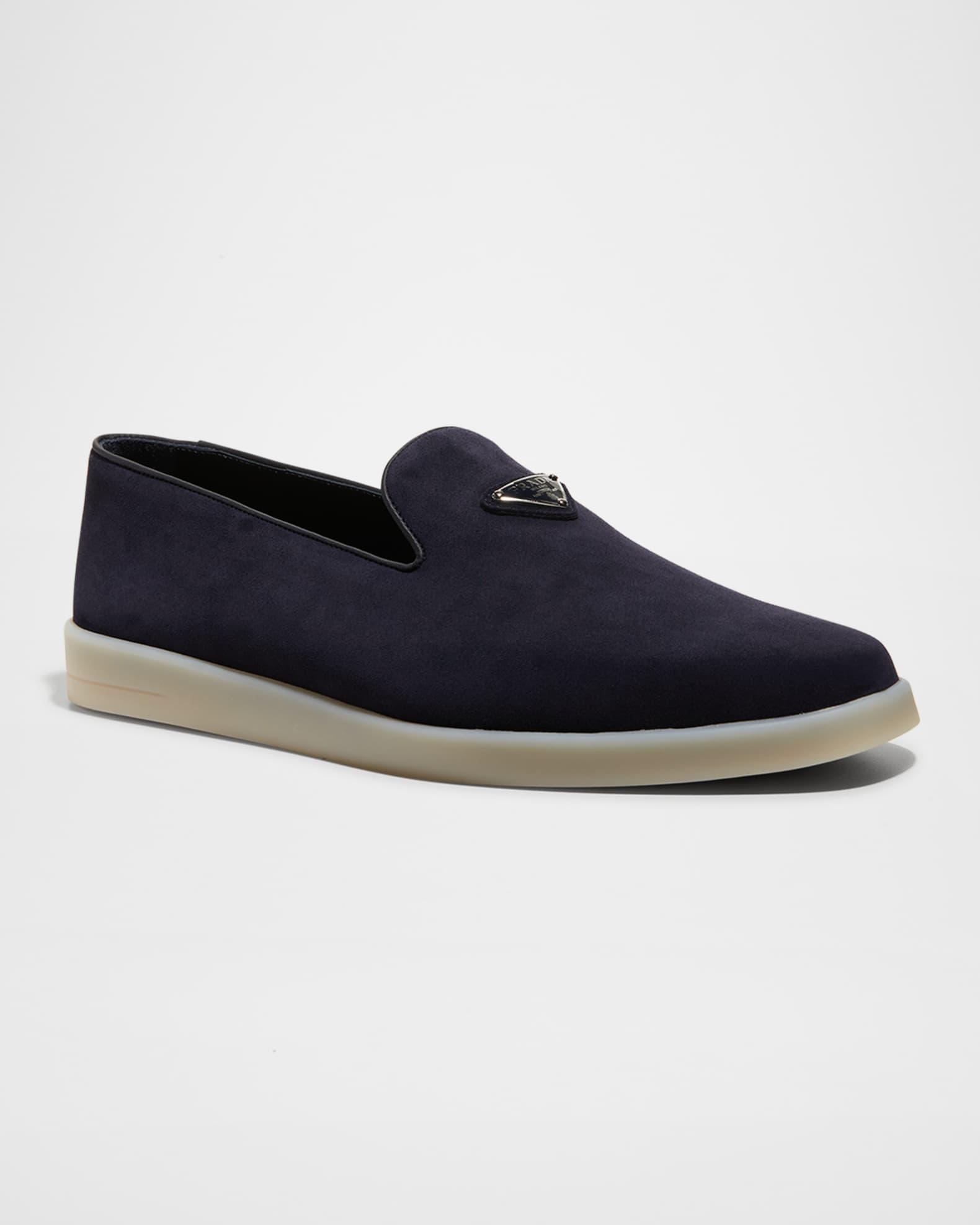 Men's Triangle Logo Suede Loafers Product Image