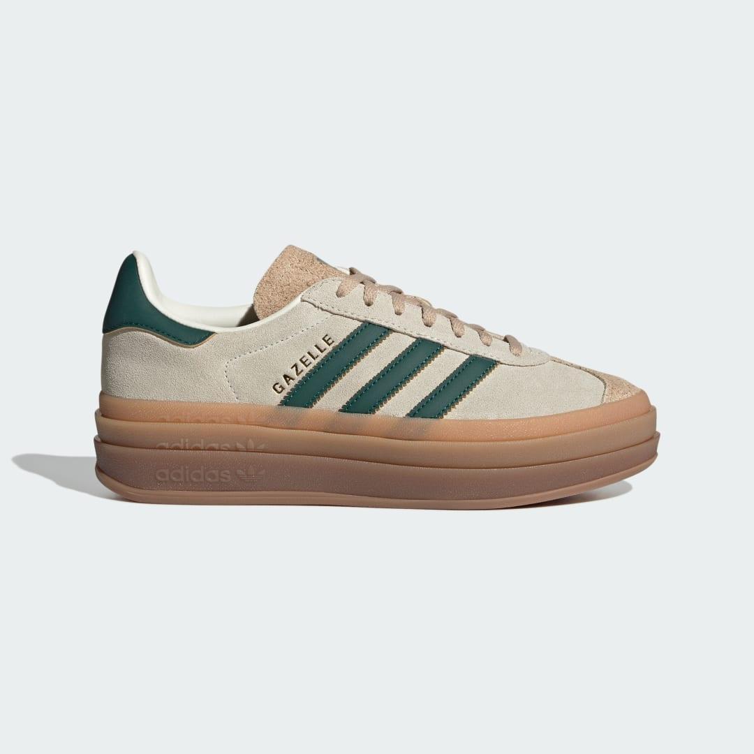 Womens adidas Gazelle Bold Athletic Shoe White / Collegiate Green / Magic Beige Product Image