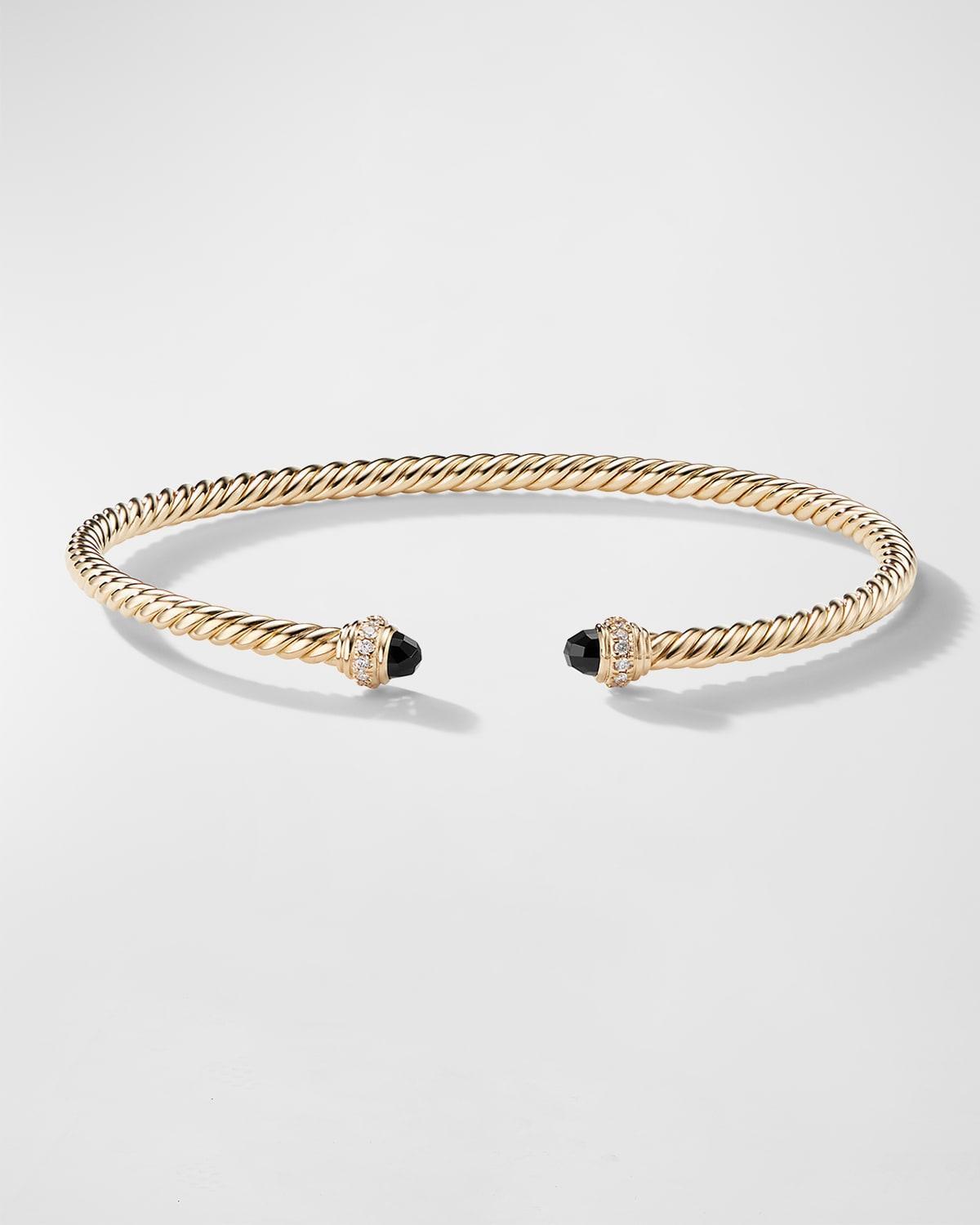 David Yurman Cable Spira Bracelet in 18K Gold with Hampton Blue Topaz and Diamonds Product Image