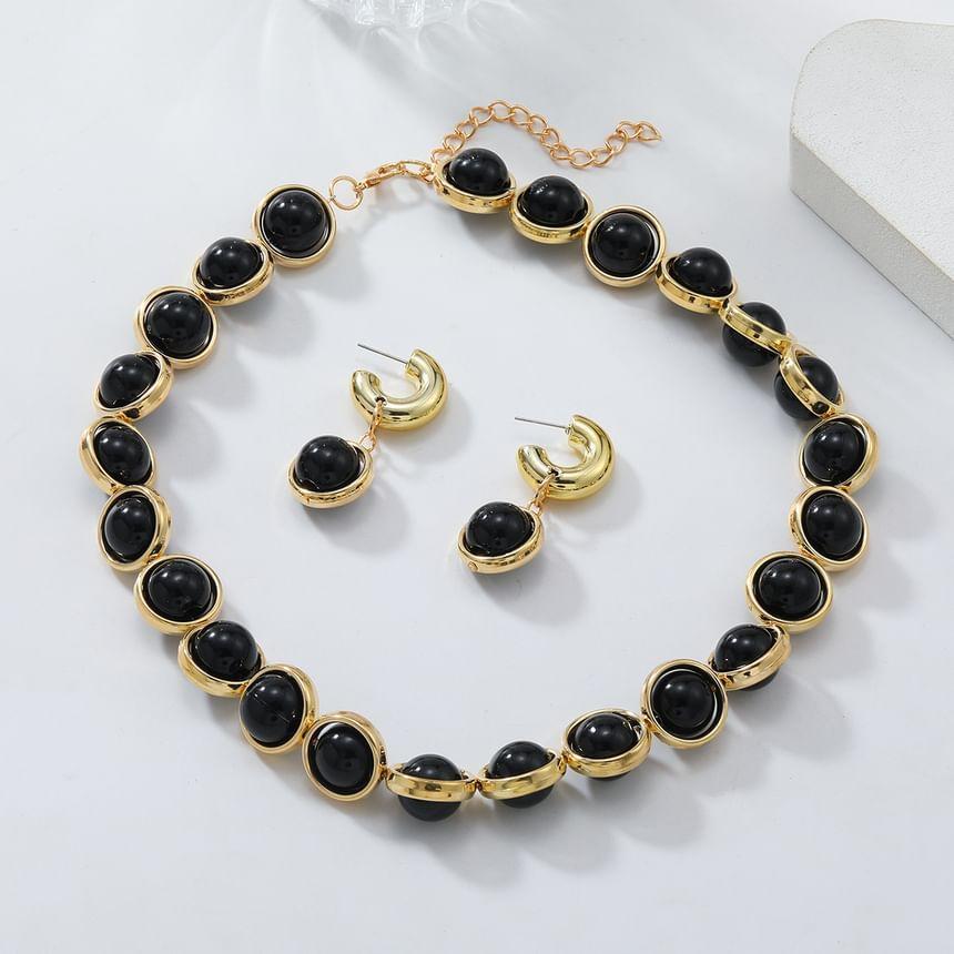 Set: Bead Necklace + Drop Earring Product Image