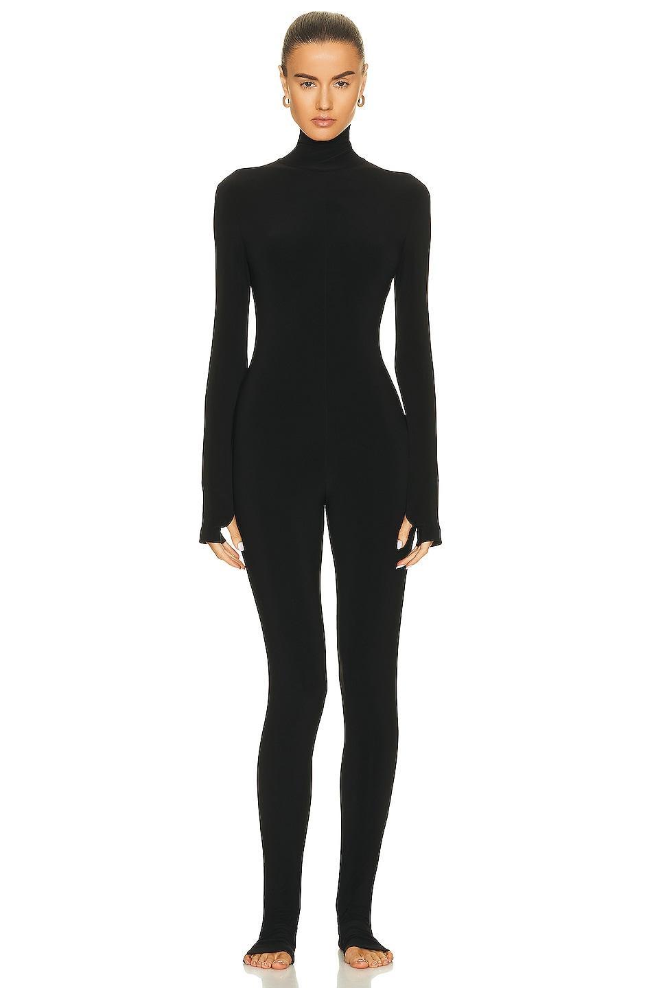 Norma Kamali Long Sleeve Turtleneck Catsuit with Footie Product Image