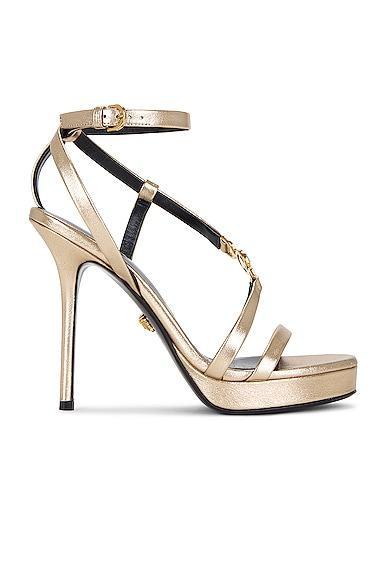 VERSACE Ankle Strap Sandal in Metallic Product Image