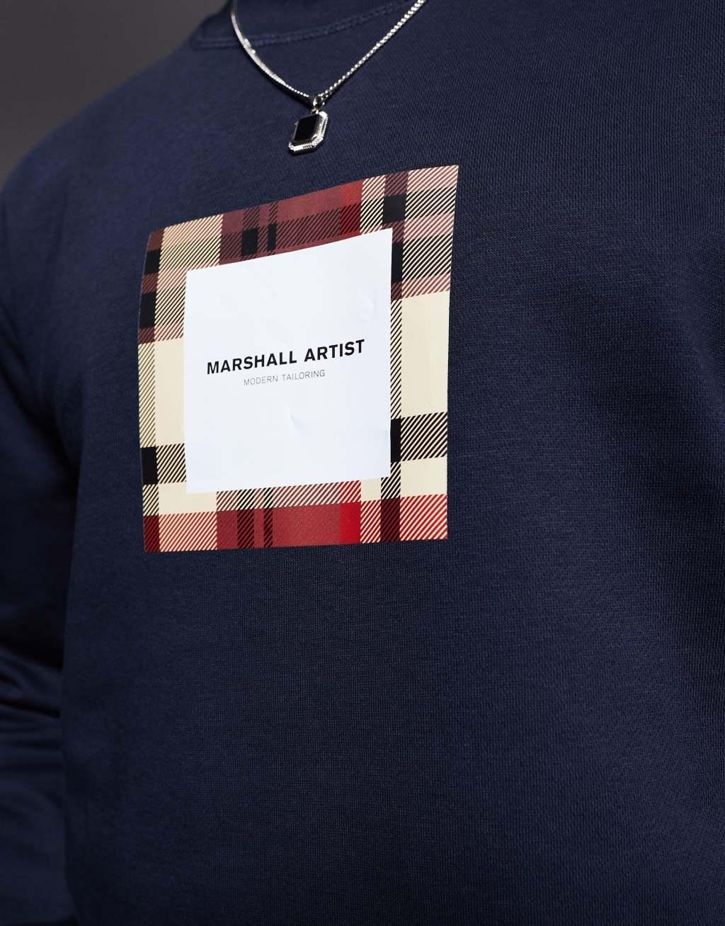 Marshall Artist house check box logo sweatshirt in navy  Product Image