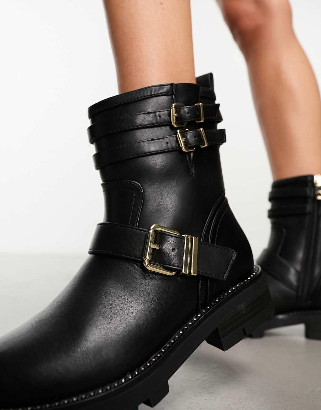 River Island buckled biker boot Product Image