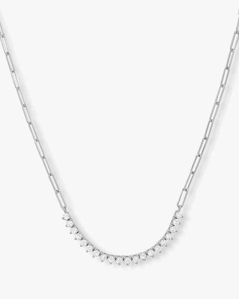 Not Your Basic Samantha Tennis Necklace - Silver|White Diamondettes Product Image