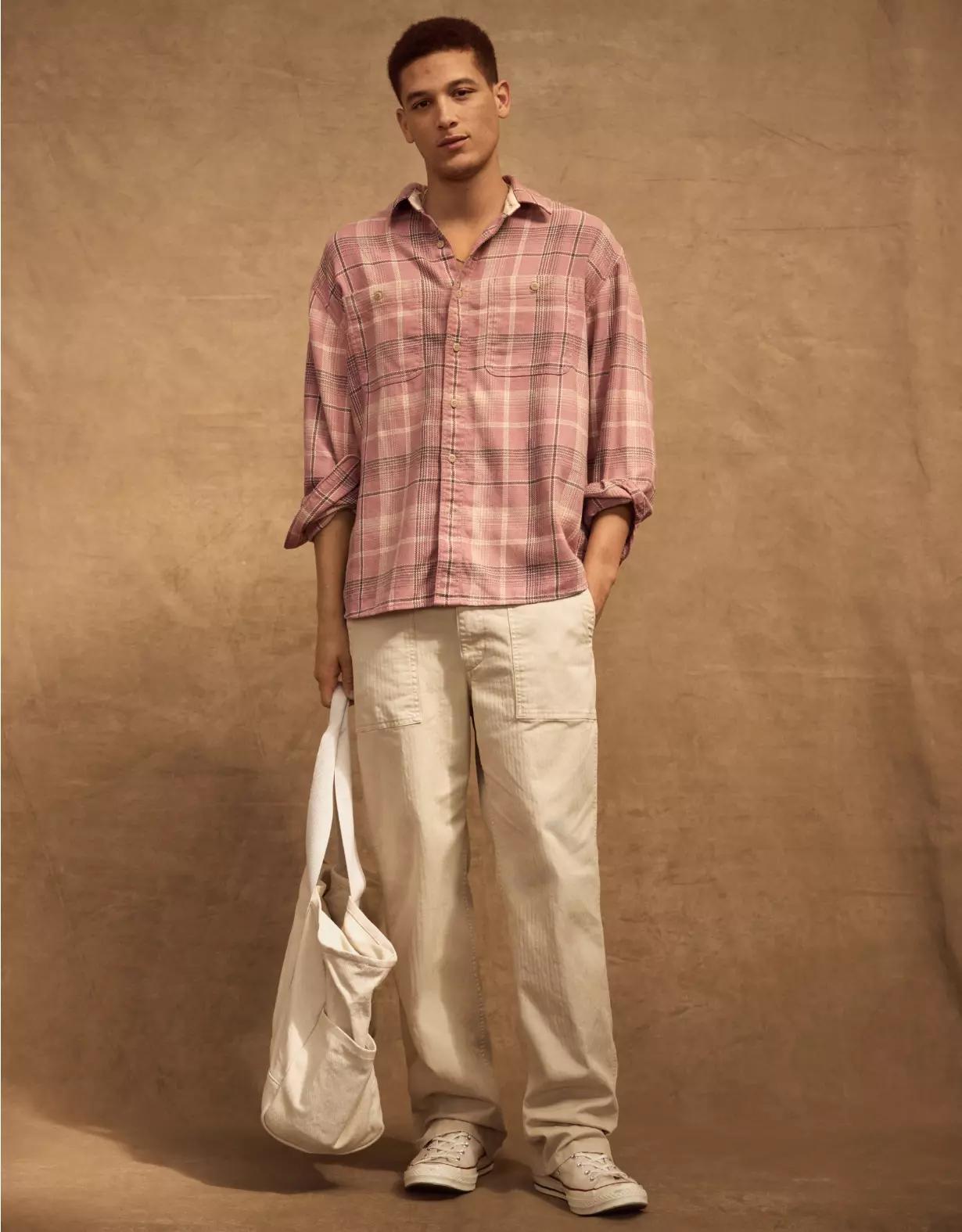 AE Textured Flannel Shirt Product Image