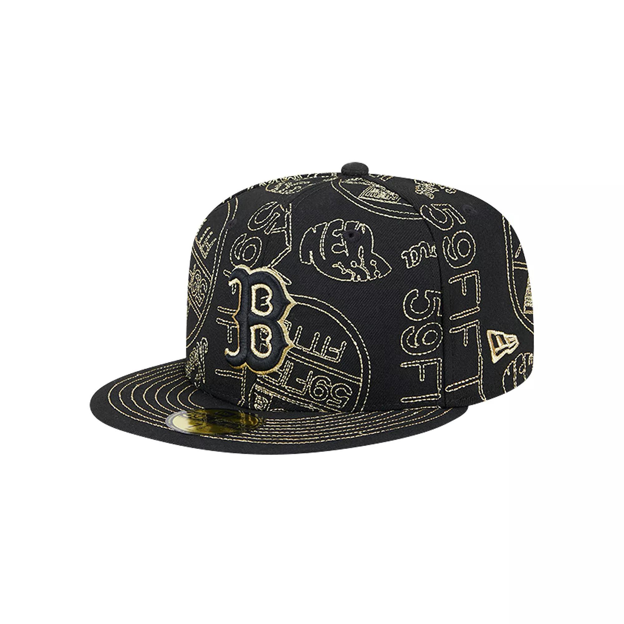 Men's New Era Black Boston Red Sox 59FIFTY Day Allover Fitted Hat,  Product Image