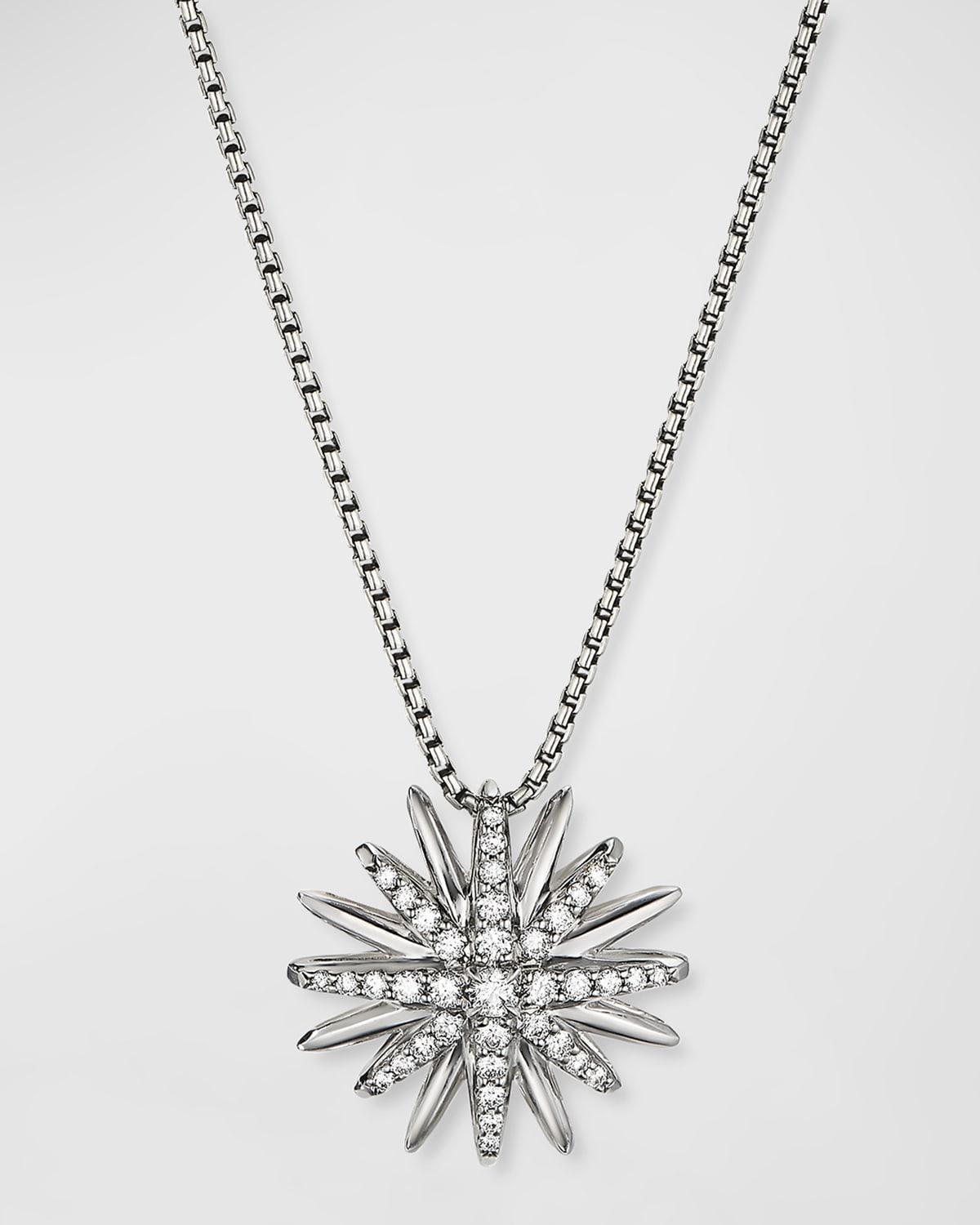 David Yurman Starburst Pendant Necklace in Sterling Silver with Pave Diamonds, 17-18 Product Image