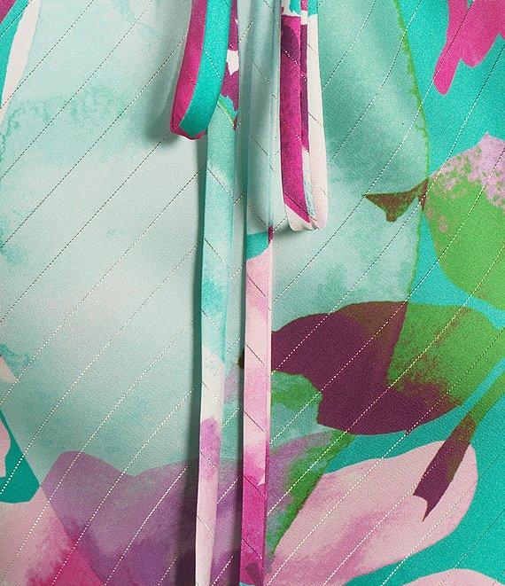 Honey and Rosie Printed Floral Satin Sleeveless Sweetheart Neckline Midi Dress Product Image