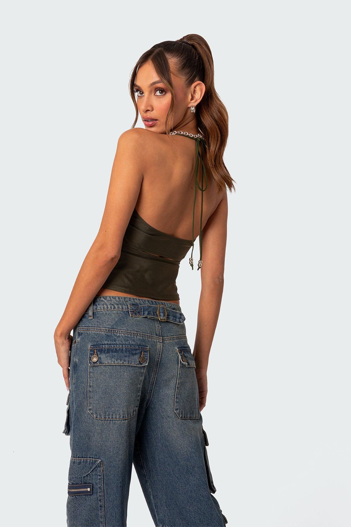 Sara Back Cut Out Halter Top Product Image