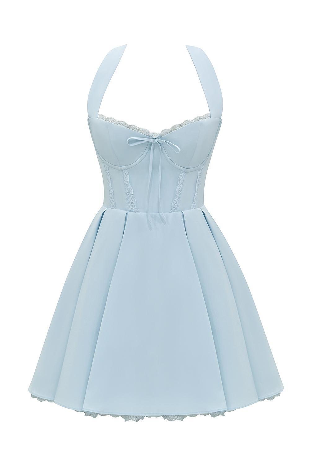 Harriet  bluebell cotton halter mini dress Product Image