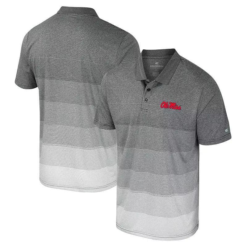 Mens Colosseum Gray Ole Miss Rebels Striped Mesh Polo Product Image