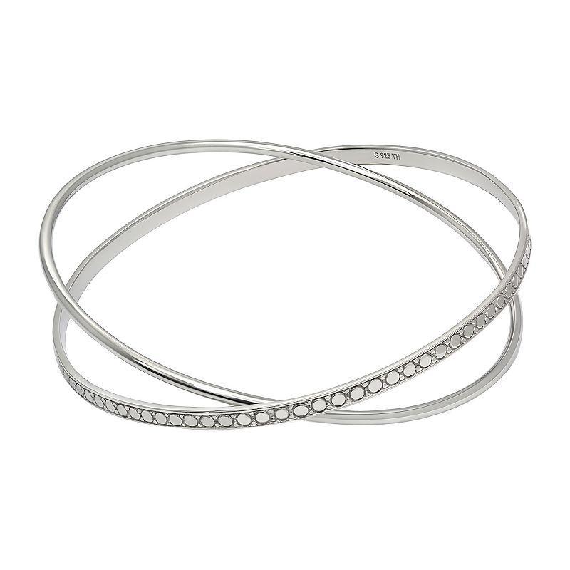 Argento Forte Sterling Silver Criss Cross Slip Bangle Bracelet, Women's, Size: 8" Product Image