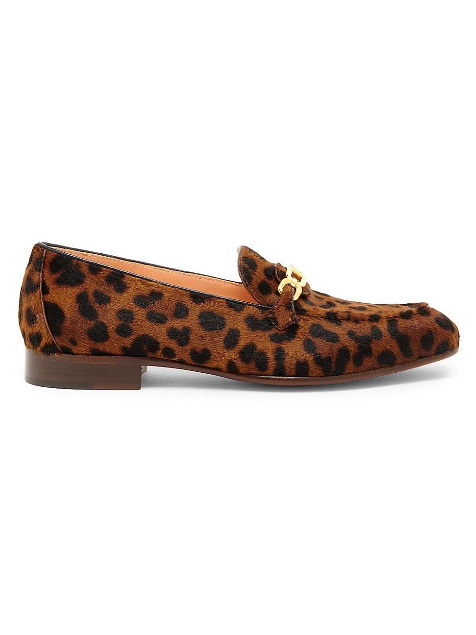 Womens Leopard-Print Calf Hair Loafers Product Image