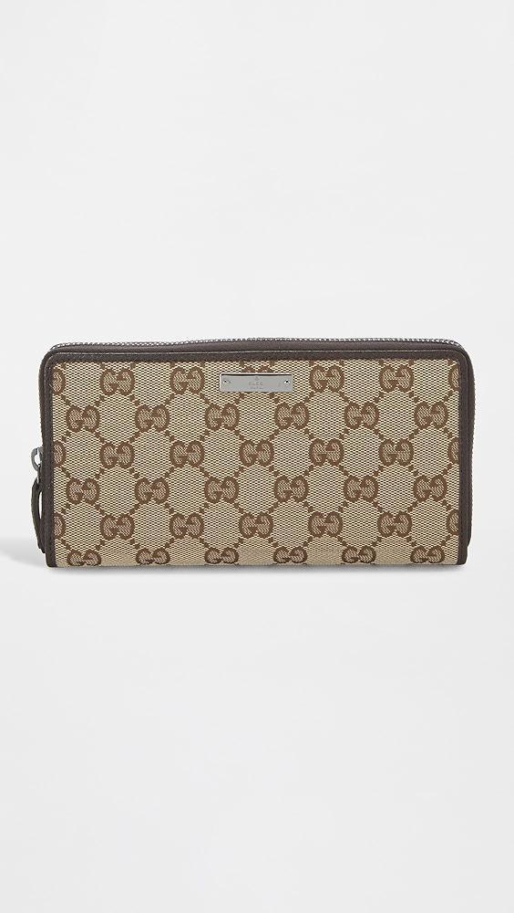 What Goes Around Comes Around Gucci Brown Canvas Zip Around Wallet | Shopbop Product Image