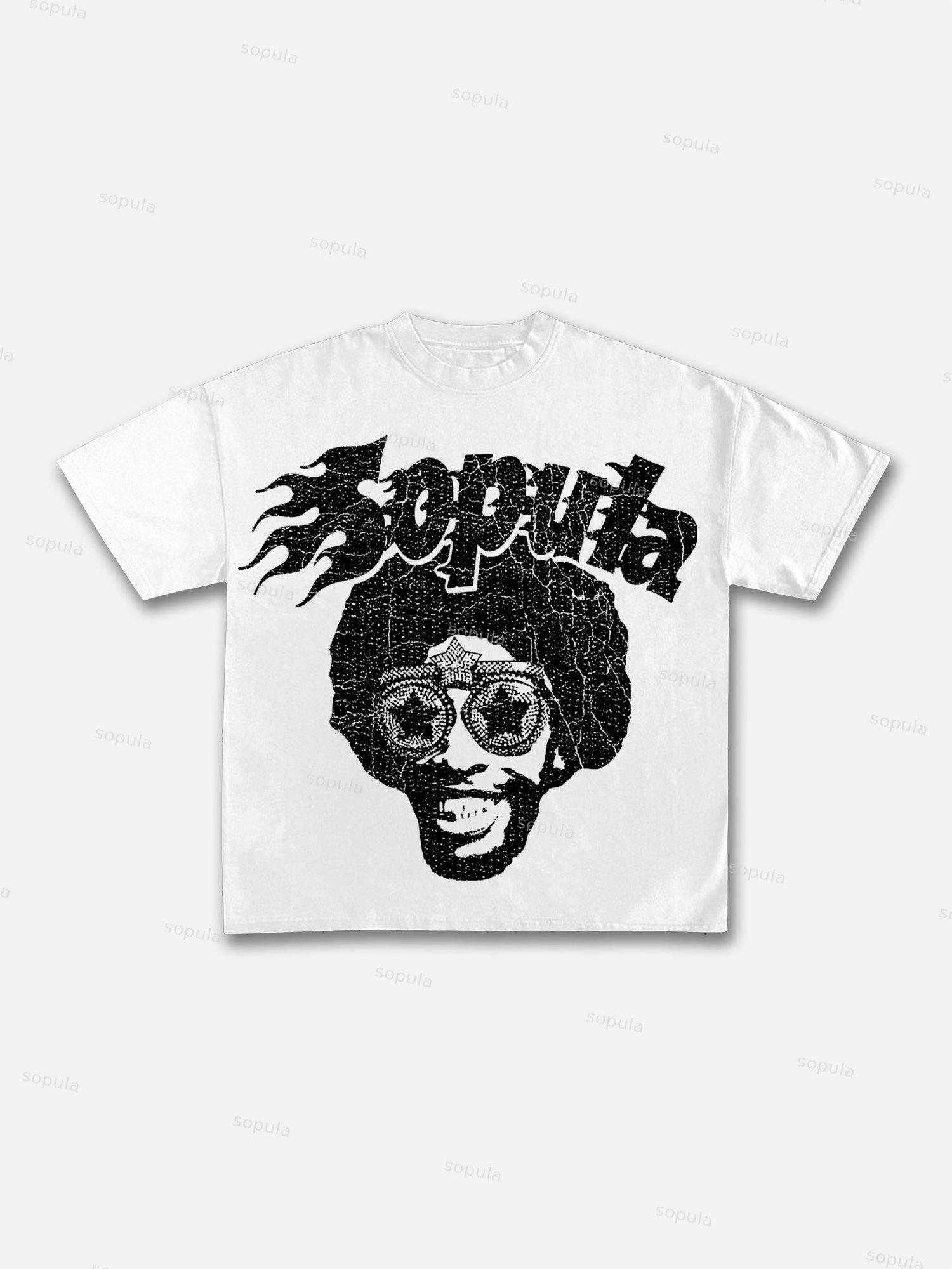 Sopula Portrait Print Cotton T-shirt Product Image