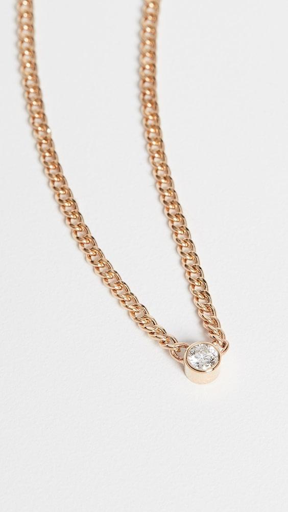 Zoe Chicco 14k X-Small Curb Chain Diamond Bezel Necklace | Shopbop Product Image