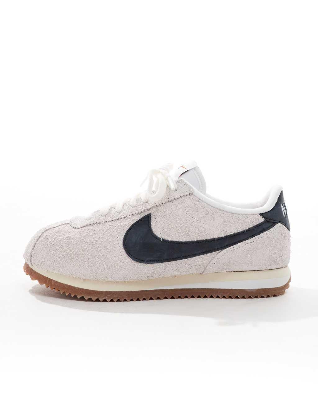 Nike Cortez Suede sneakers in white and black Product Image