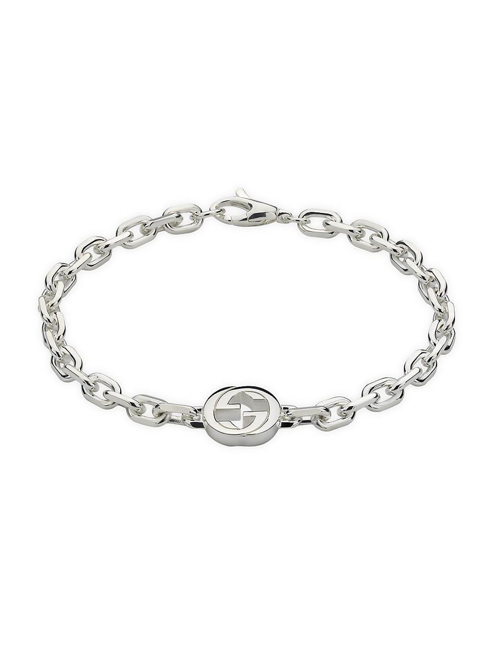 Mens Interlocking G Sterling Silver Bracelet Product Image