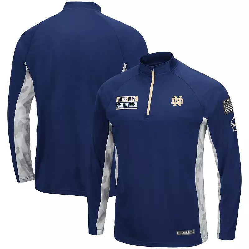 Men's Colosseum Navy Notre Dame Fighting Irish OHT Military Appreciation Snow Cruise Raglan 1/4-Zip Jacket,  Product Image