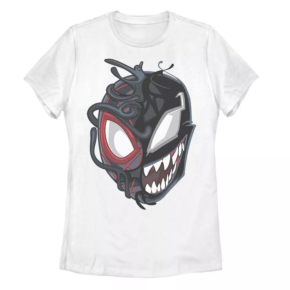 Juniors' Marvel Spider-Man Venom Miles Split Face Tee, Girl's, Size: Medium, White Product Image