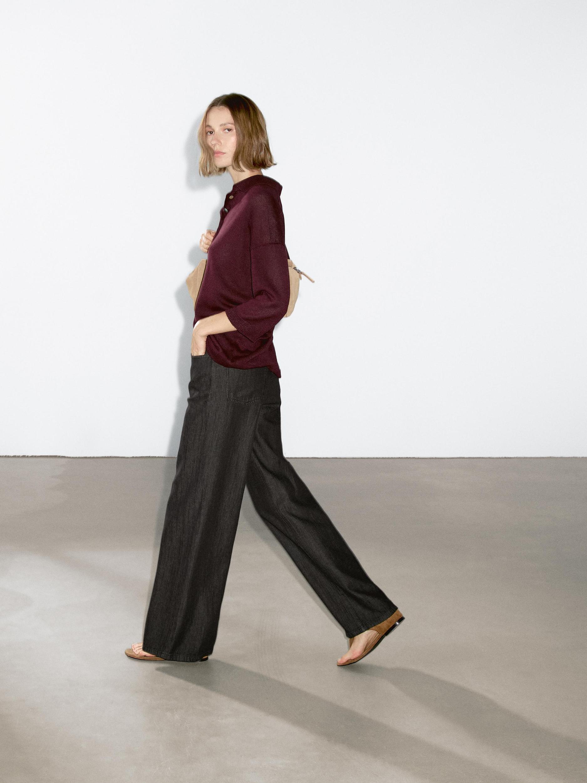 Oversize knit sweater with polo collar Product Image