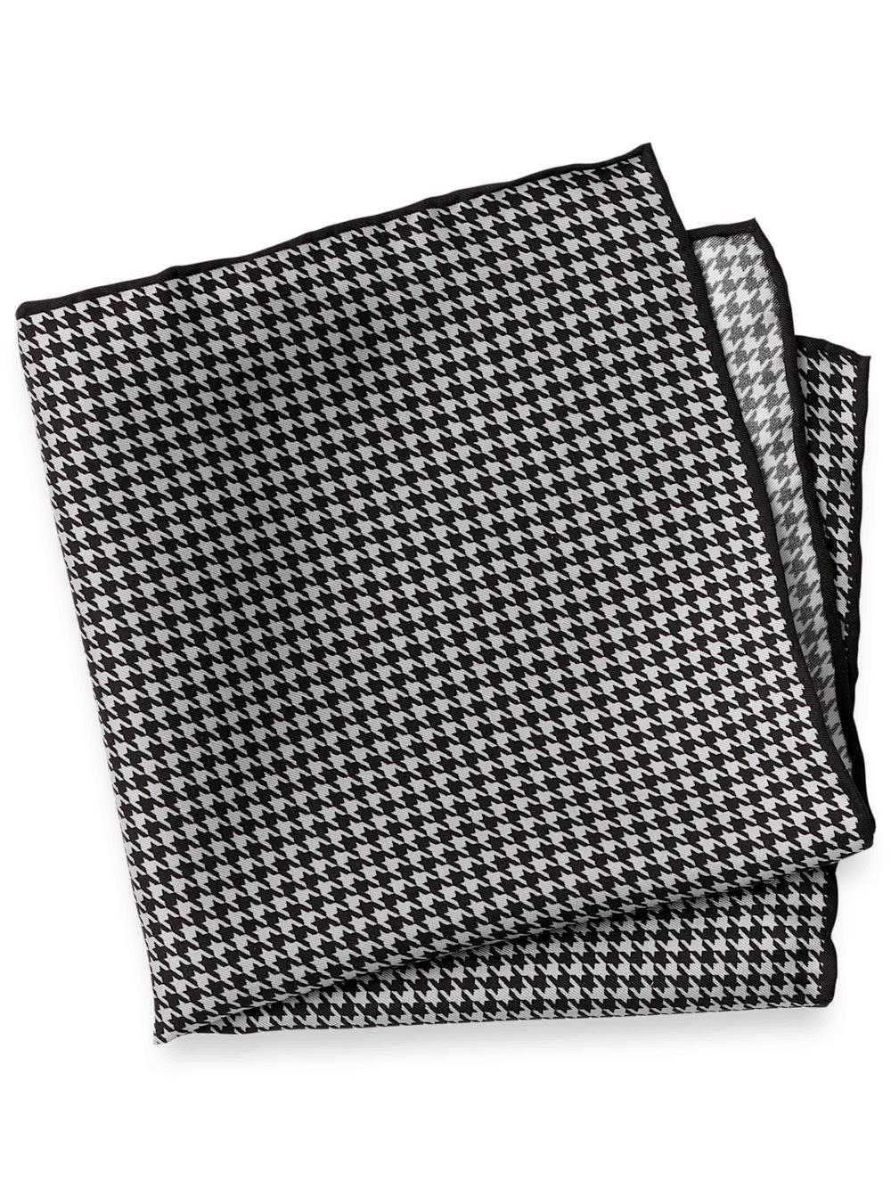 Houndstooth Silk Pocket Square - Blue Product Image