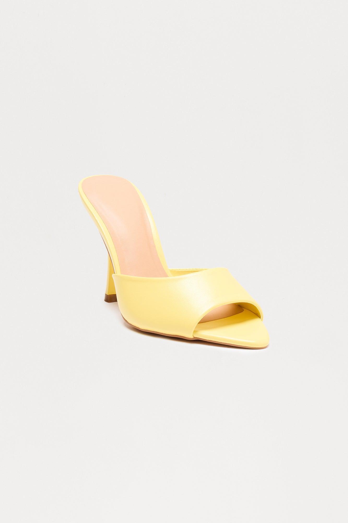 Tallou Peep Toe Stiletto Heels - Yellow Product Image