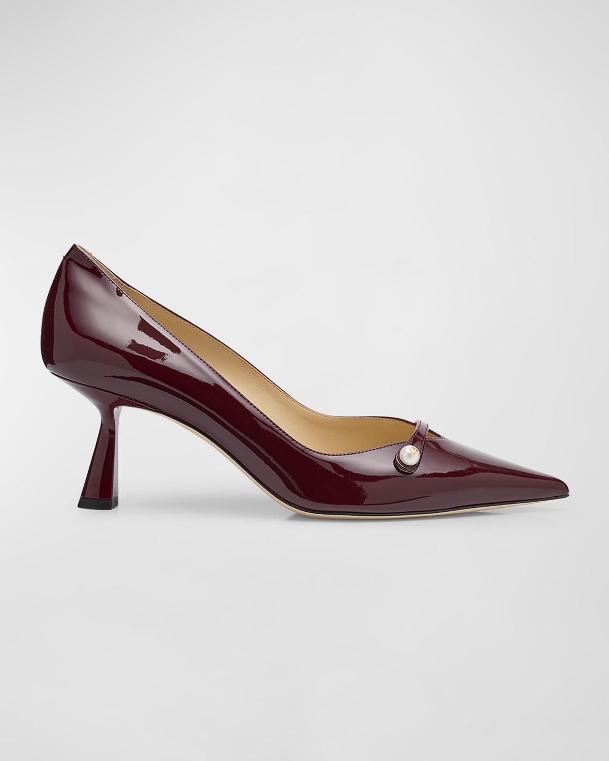 JIMMY CHOO Rosalia Patent Pearly-strap Pumps In Red Product Image