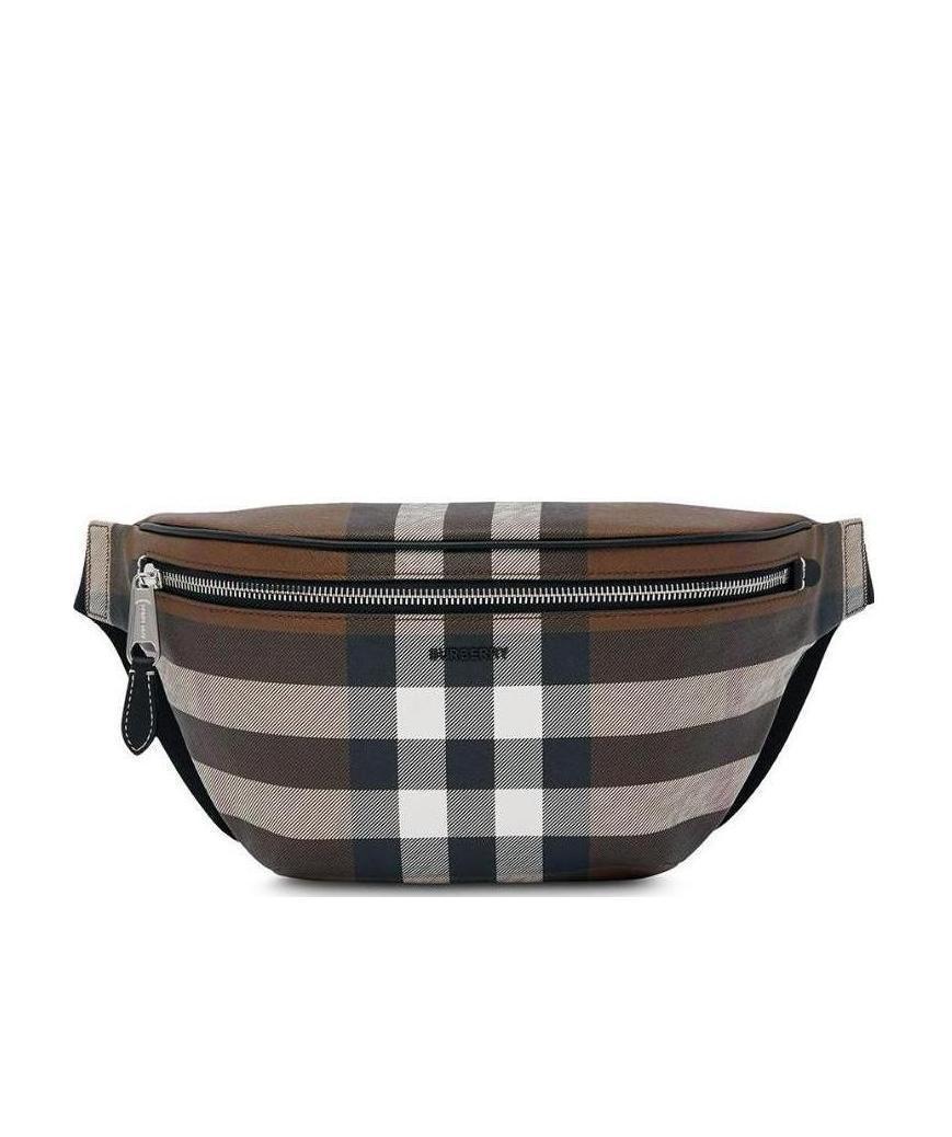 BURBERRY Check-pattern Belt Bag In Gray Product Image