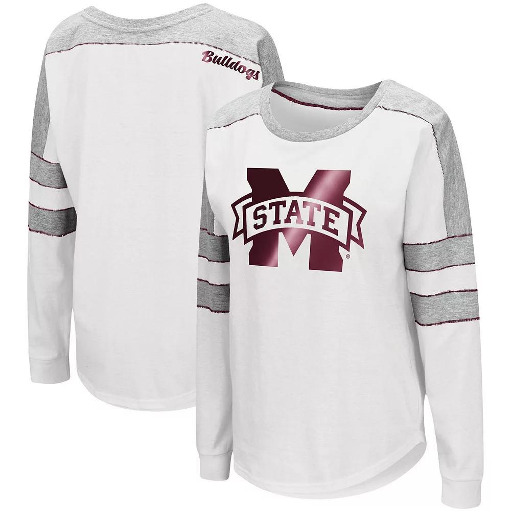 Women's Colosseum White Mississippi State Bulldogs Trey Dolman Long Sleeve T-Shirt, Size: Small, Mst White Product Image