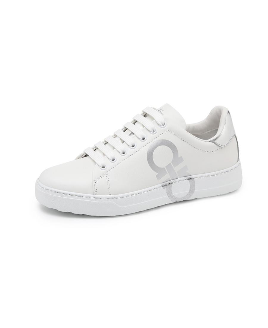 FERRAGAMO Logo Lace Up Casual Sports Shoes In White Product Image