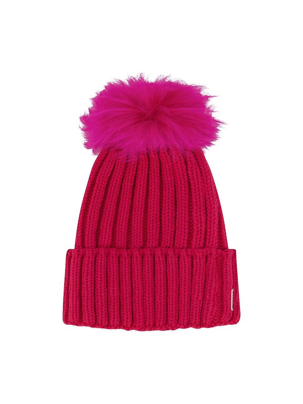 Womens Knit Hat with Toscana Lamb Pompom Product Image